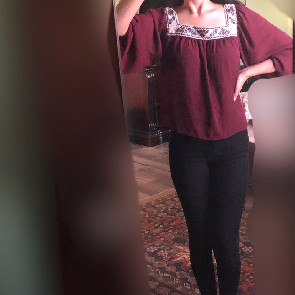 Embroidered and chiffon top